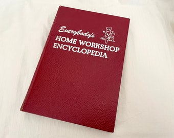 Vintage Leather Hardback Everybody&#39;s Home Workshop Encyclopedia Popular Science 1948 - Home Improvement - DIY Decor Reading Novel