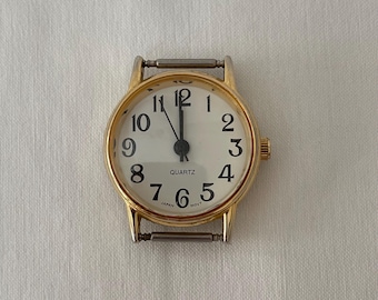 Quartz-urtavla Japan-urverk Timex-stil Guldsvart