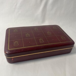 Vintage Mid-Century Babcock Hand Painted Leather Hand-Tufted Jewelry Box 7x4.25”
