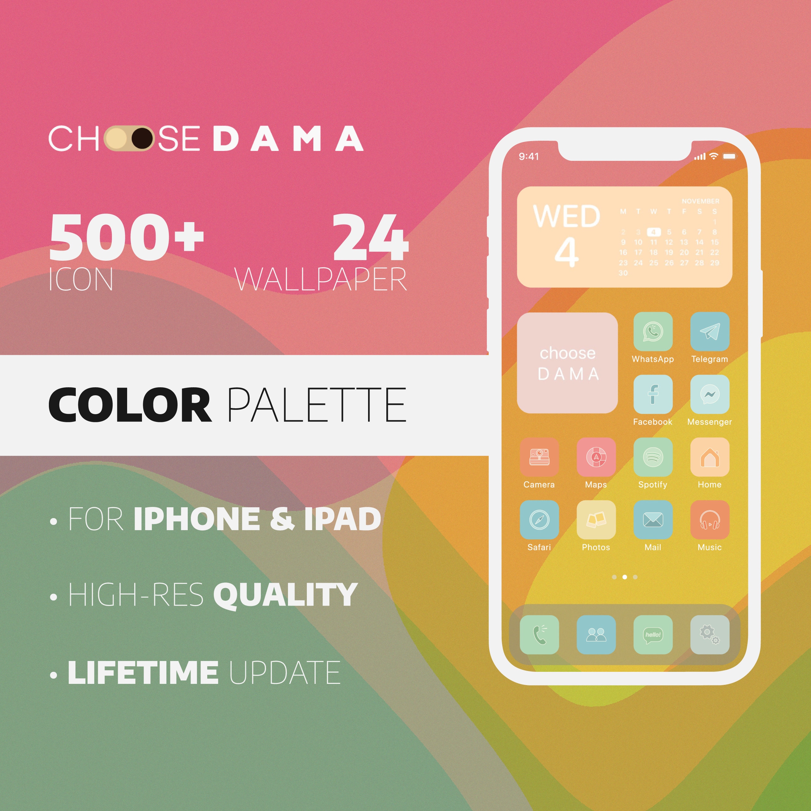 Color Palette iOS 14 Icon Pack for iPhone & iPad The Most | Etsy