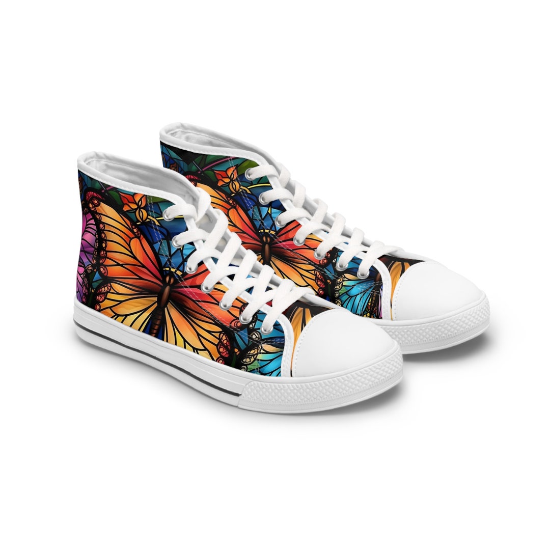 Yellow Monarch Butterfly Women's High Top Shoes