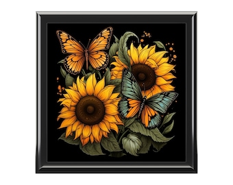 Sunflowers and Butterfly Jewelry Box