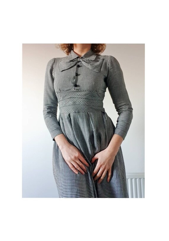 1940's hand made gingham pleated dress.