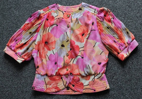 1980's gorgeous floral top by Hardob.