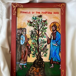 Parable of the Mustard Seed Hand-painted Glass Icon — Kingdom of God ...