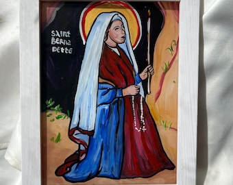 Saint Bernadette of Lourdes Icon – Catholic Glass Hand Painted Icon