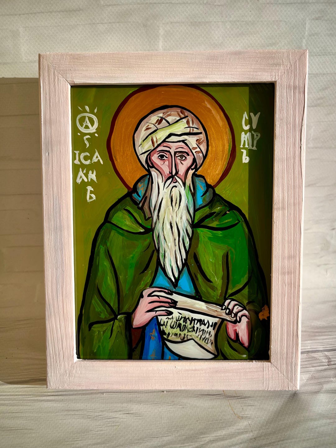 Saint Isaac the Syrian Icon – Hand Painted Glass Byzantine Icon of ...