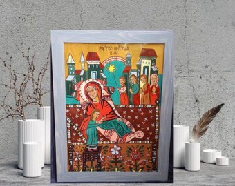 Nativity of the Blessed Virgin Mary, Birth of the Virgin Mary, Orthodox Christian Icon, Byzantine Art, Blessed Virgin Mary Icon on Glass