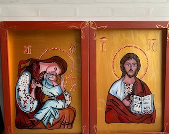 Orthodox Wedding icon, Ukrainian Wedding Couple Icons, Religious gift icon,wedding gift icon, Orthodox gift, Virgin Mary and Jesus Christ