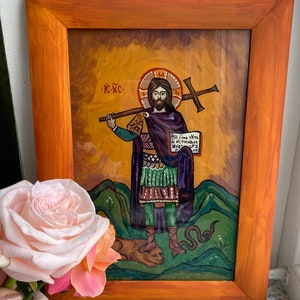 Icon of Jesus Christ Triumphant, Symbolic Image Resurrection of Christ, Hand Painted Orthodox Icon, Ukrainian Folk Art, Religious Art