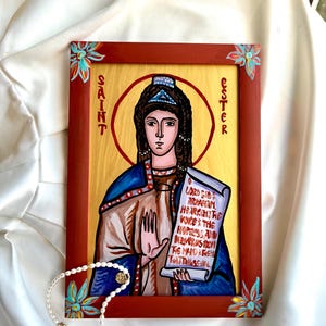 Saint Esther the Queen, Religious Art, Catholic Gift icon, Catholic St Esther Painting, Catholic Saints, Holy Artwork, Religious Home Decor