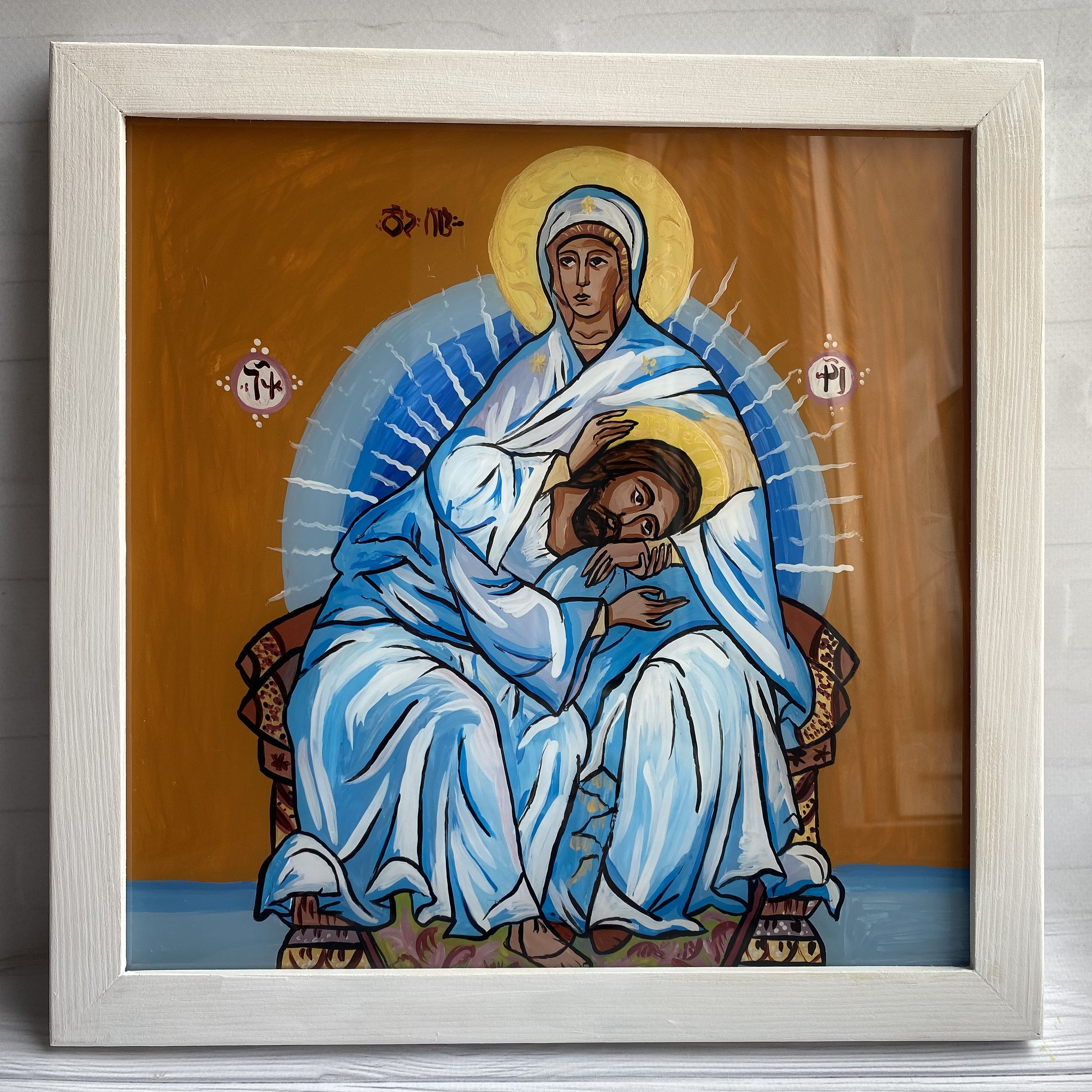 Tableau Religieux Jésus Marie Avec Cadre 56x46 Cm – Style Baroque, Reproduction