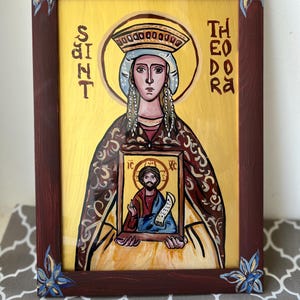 Saint Theodora the Empress Augusta Icon- Orthodox Byzantine Handwritten icon, Name day present, Religious gift icon, Sacred image icon
