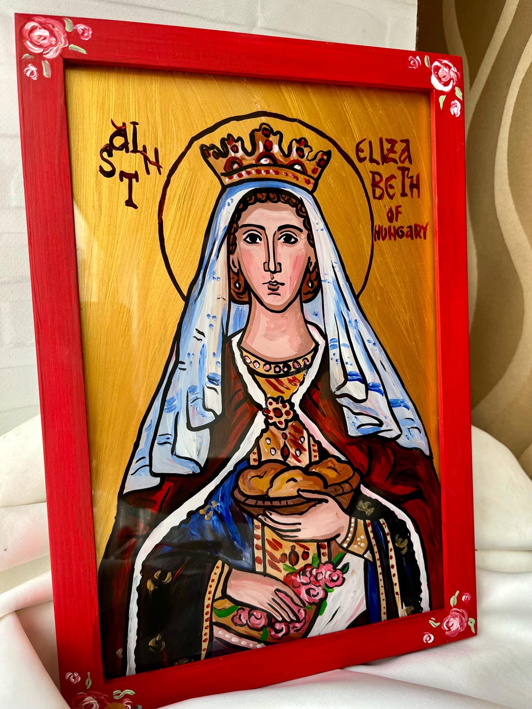 Saint Elizabeth of Hungary Icon – Hand Painted Glass Icon of Patron ...