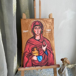 Saint Mary Magdalene Orthodox Icon, St Mary Magdalene Art, Christian Wall Art, Catholic Icons, Baptism Gift, Catholic Gifts, St Mary Icon