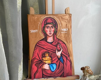 Saint Mary Magdalene Orthodox Icon, St Mary Magdalene Art, Christian Wall Art, Catholic Icons, Baptism Gift, Catholic Gifts, St Mary Icon