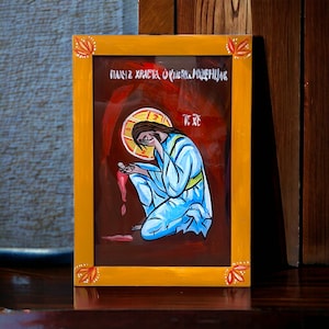 Icono ortodoxo de Jesucristo llorando por el aborto, iconografía de santos religiosos, iconos de Jesucristo, iconos ortodoxos pintados a mano