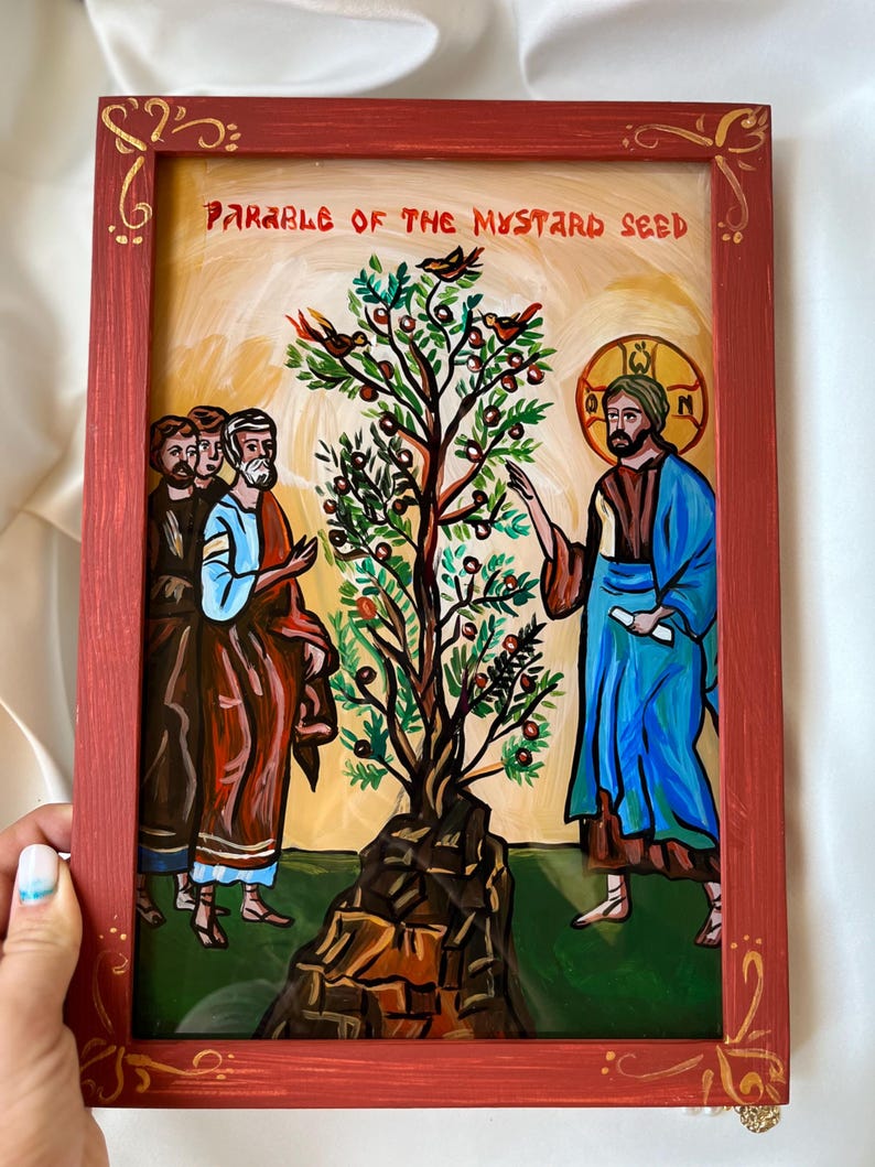 Parable of the Mustard Seed Hand-painted Glass Icon — Kingdom of God ...
