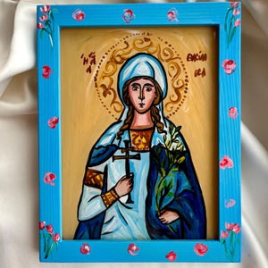 Holy Martyr Basilissa of Nicomedia | Orthodox Hand-Painted Glass Icon | Religious Gift for Name Day or Baptism | Custom Saint Icon