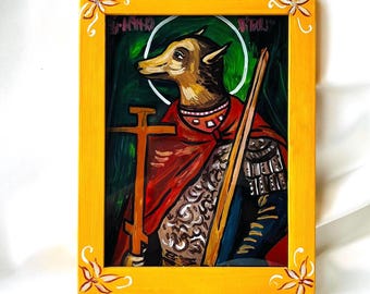 Saint Christopher of Lycia , the dog-headed, Orthodox Byzantine icon, religious art ,Christian painting,Handmade icon art, Patron travelers