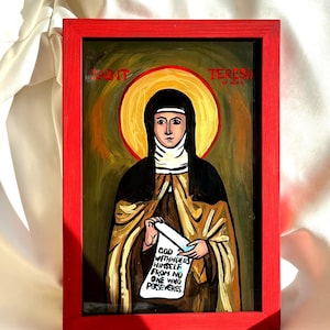 Ícone de Santa Teresa de Ávila, Santa Freira Espanhola Teresa, Santa Católica Romana, Ícone Católico, Idéia de Presente Religioso, Presente Católico, Mulheres Santas