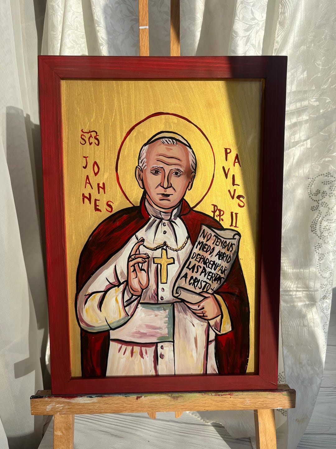 Saint John Paul II Byzantine Icon – Hand-painted Glass Christian Art ...