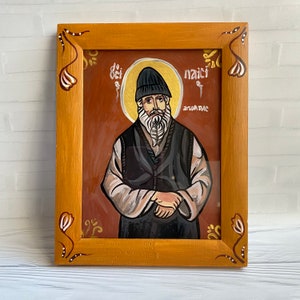 Saint Paisios of Mount Athos, Hand Painted Religious Artwork, Orthodox Gift Icon, Greek Byzantine Icons, Christian Wall Art, Catholic Saints