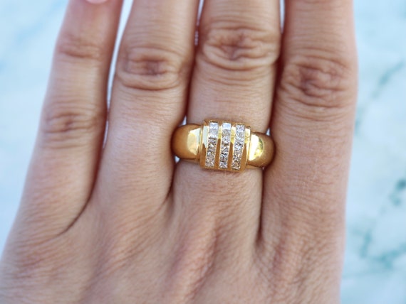 Vintage Italian gold and diamond ring - image 2