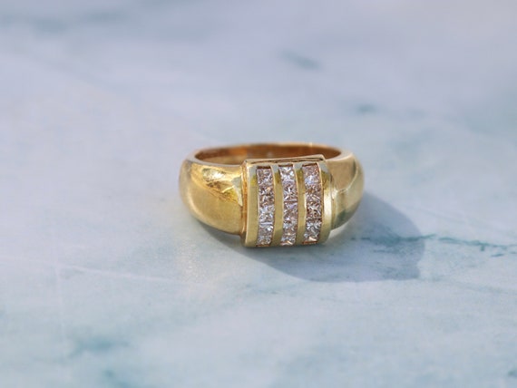 Vintage Italian gold and diamond ring - image 1