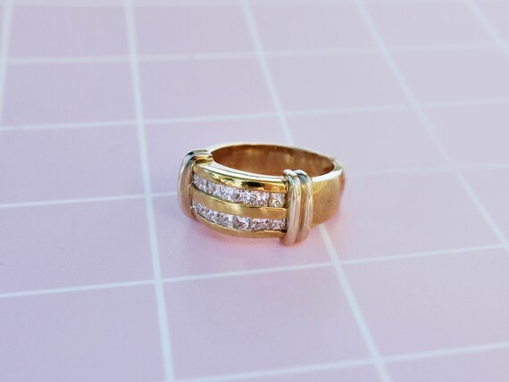 Vintage Italian gold and diamond ring - image 4