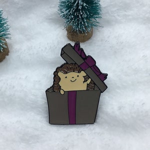 Hedgehog Christmas Gift Enamel Brooch