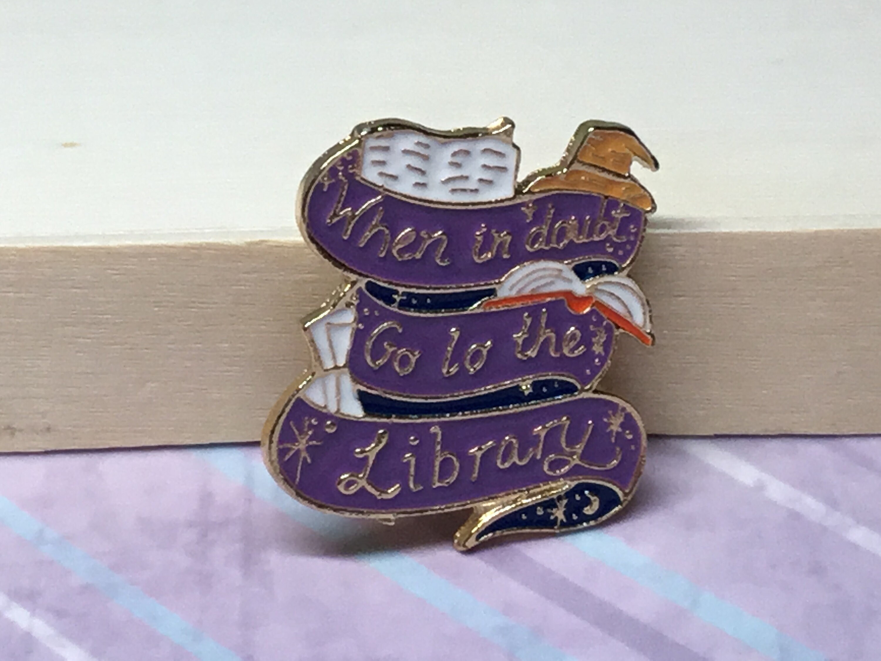When In Doubt Go To The Library Enamel Pin - Book Lover Gift & Accessory