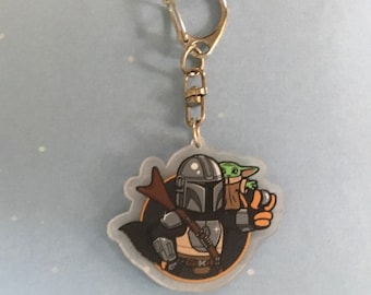 Mandalorian with Grogu Acrylic Bag clip