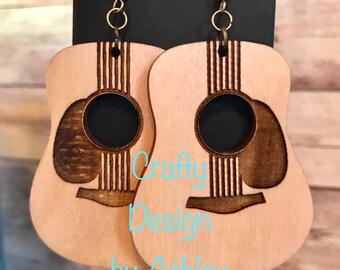 Gitaar oorbellen Svg-alleen digitaal bestand