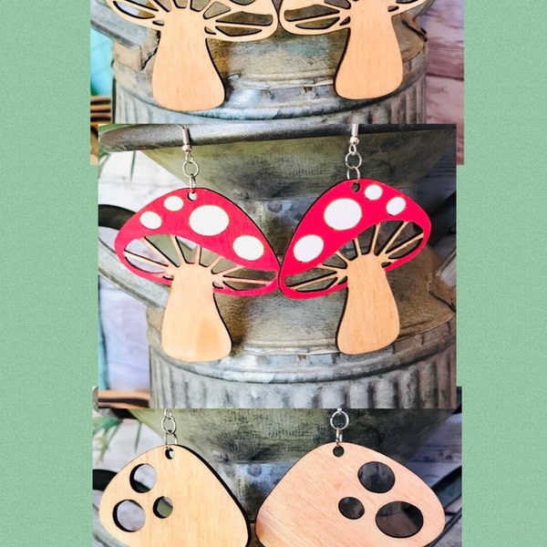 3 Mushroom Earring Bundle-DIGITAL FILE- SVG Only
