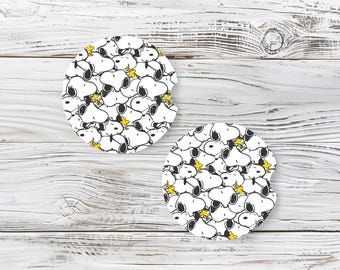 Snoopy Car Coasters | Neoprene, Peanuts Winter Accessories (Set of 2)