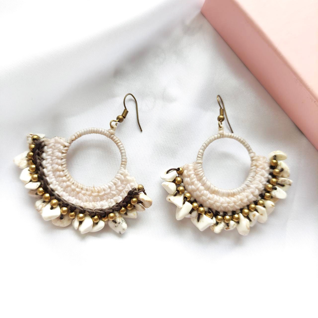 Brass Wire Woven Waxed Cord Earrings Brass Earring Handmade Etsy UK