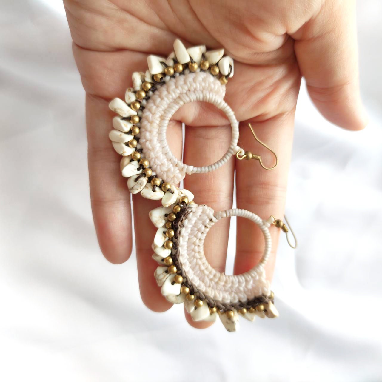 Brass Wire Woven Waxed Cord Earrings Brass Earring Handmade Etsy UK