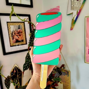 Handgemaakte twister lolly-ijsspiegel | Wanddecoratie | Muurkunst | Lief decor