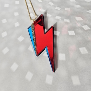 David Bowie Aladdin Sane Pendant Necklace | Star Man | Ziggy Stardust | Thunderbolt | Flash | Lightning Bolt | Lightening Bolt