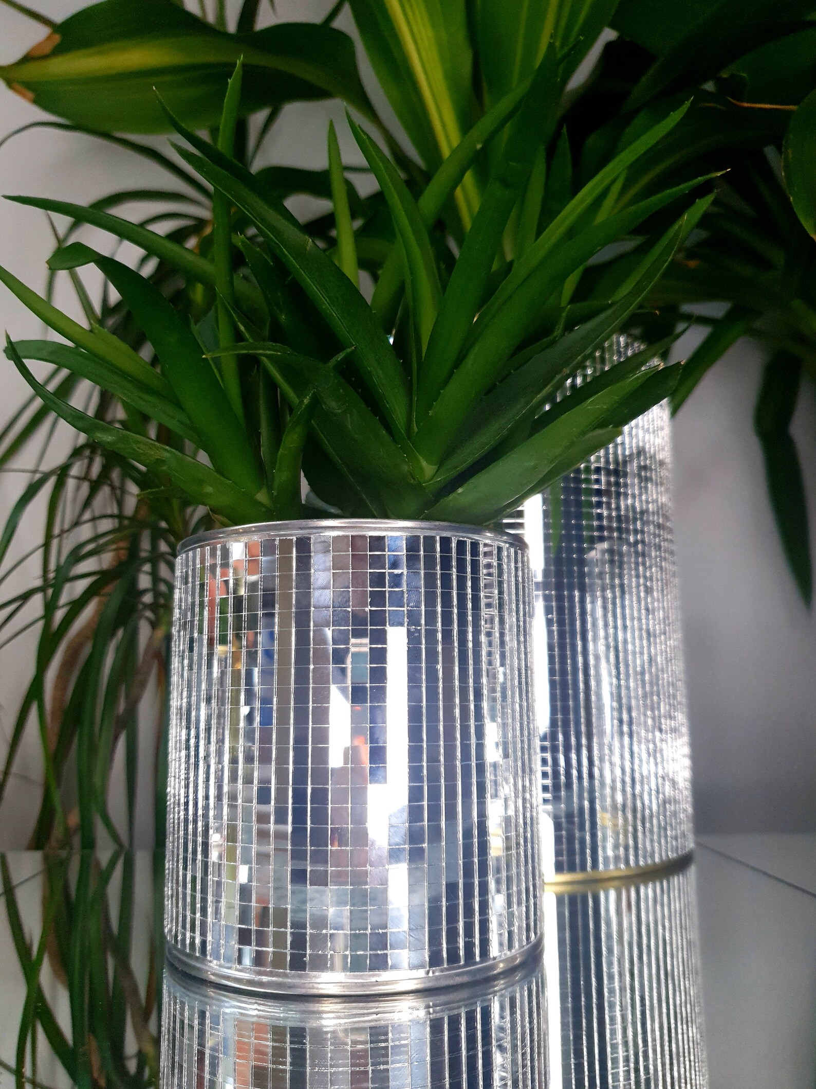 Handmade Disco Mirror Ball Planter Make up Brush Pot Plant Etsy