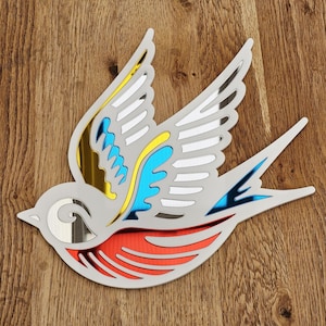 Tattoo Swallow Mirror Wall Art (White) | Old School Tattoo Flash | Tattoo Shop | Dopamine Decor