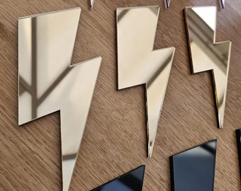 Mini Lightning Bolt Mirrors x 3 Bundle | Wall Art | Dopamine Decor | Lightening | Thunderbolt | Handmade