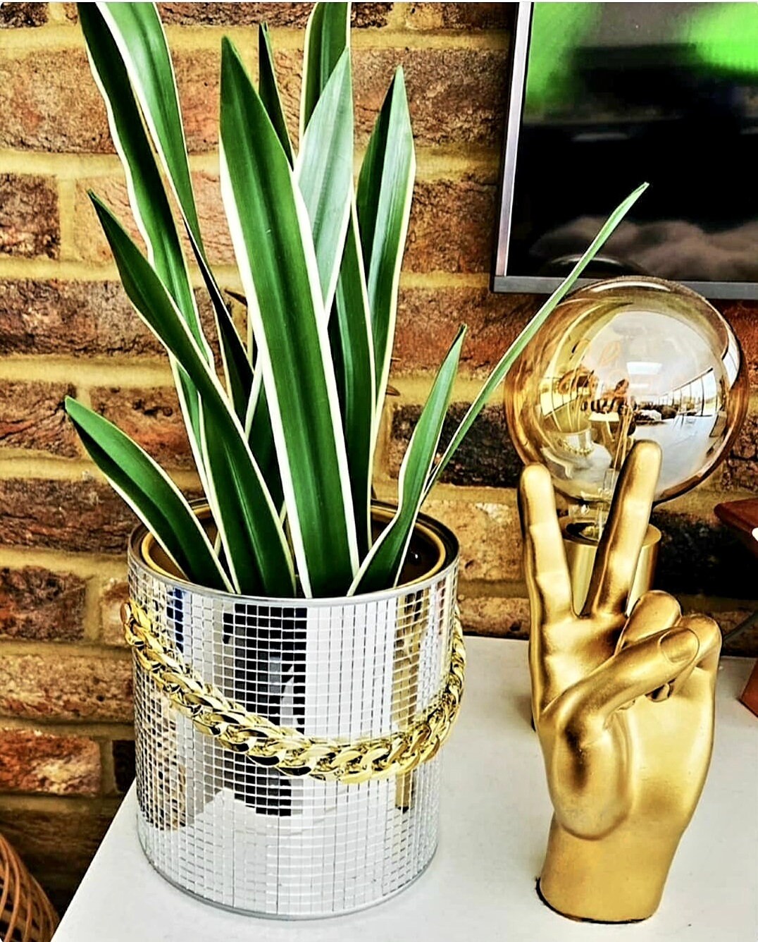 Handmade Disco Mirror Ball Planter Plant Pot Make up Brush Etsy UK