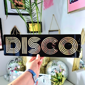 Handmade DISCO Mirror | Customisable Wall Art | Wall Decor | Door Sign | Bar Sign | Word Art | Retro Groovy Funky Dopamine Decor