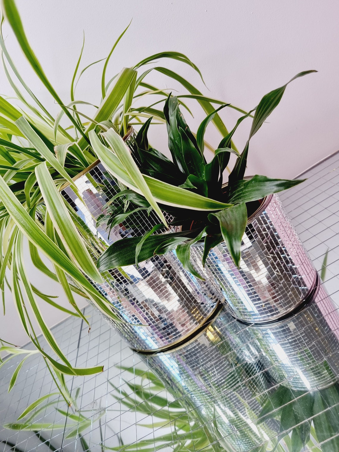 Handmade Disco Mirror Ball Planter Make up Brush Pot Plant Etsy