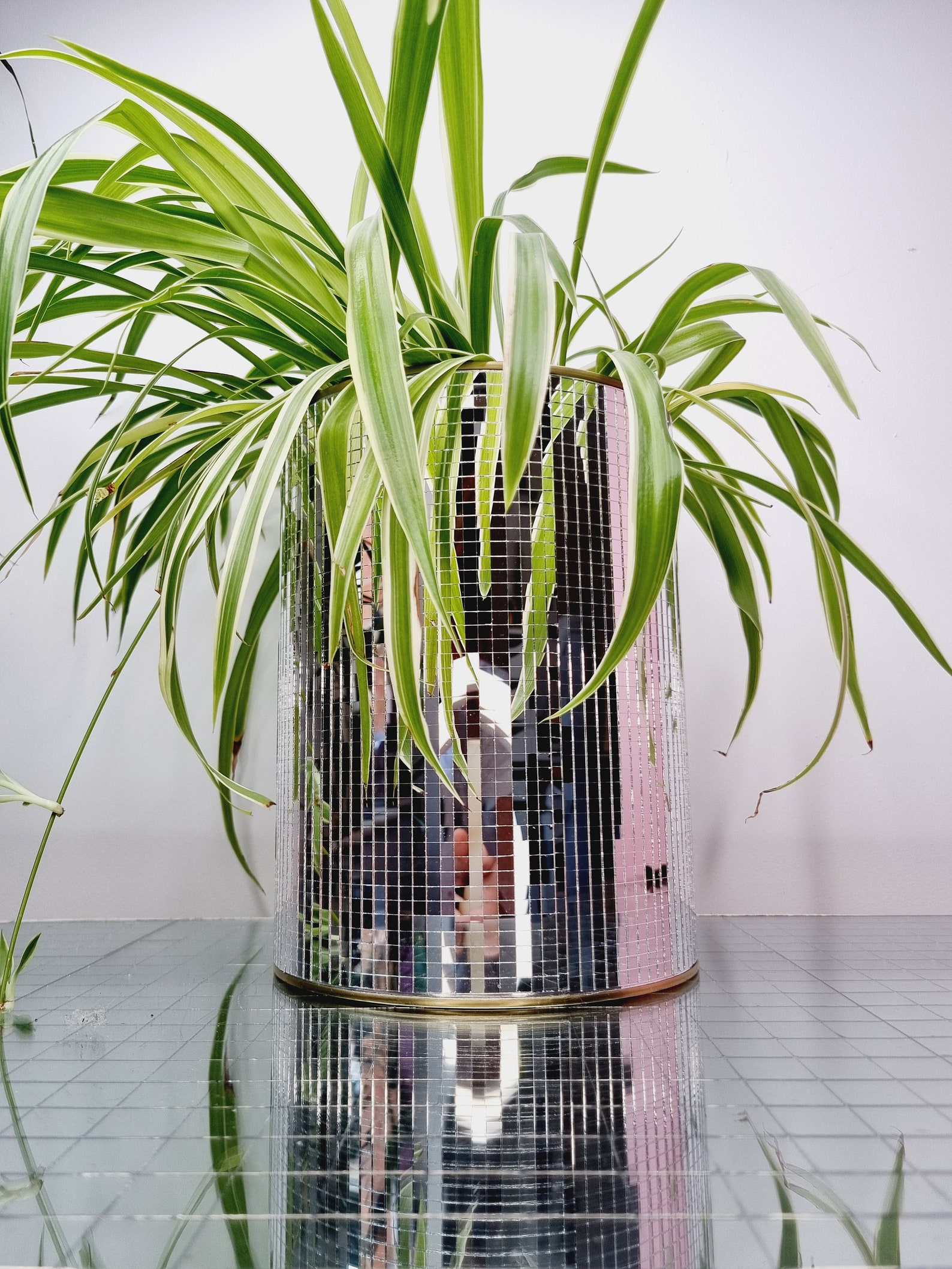 Handmade Disco Mirror Ball Planter Make up Brush Pot Plant Etsy