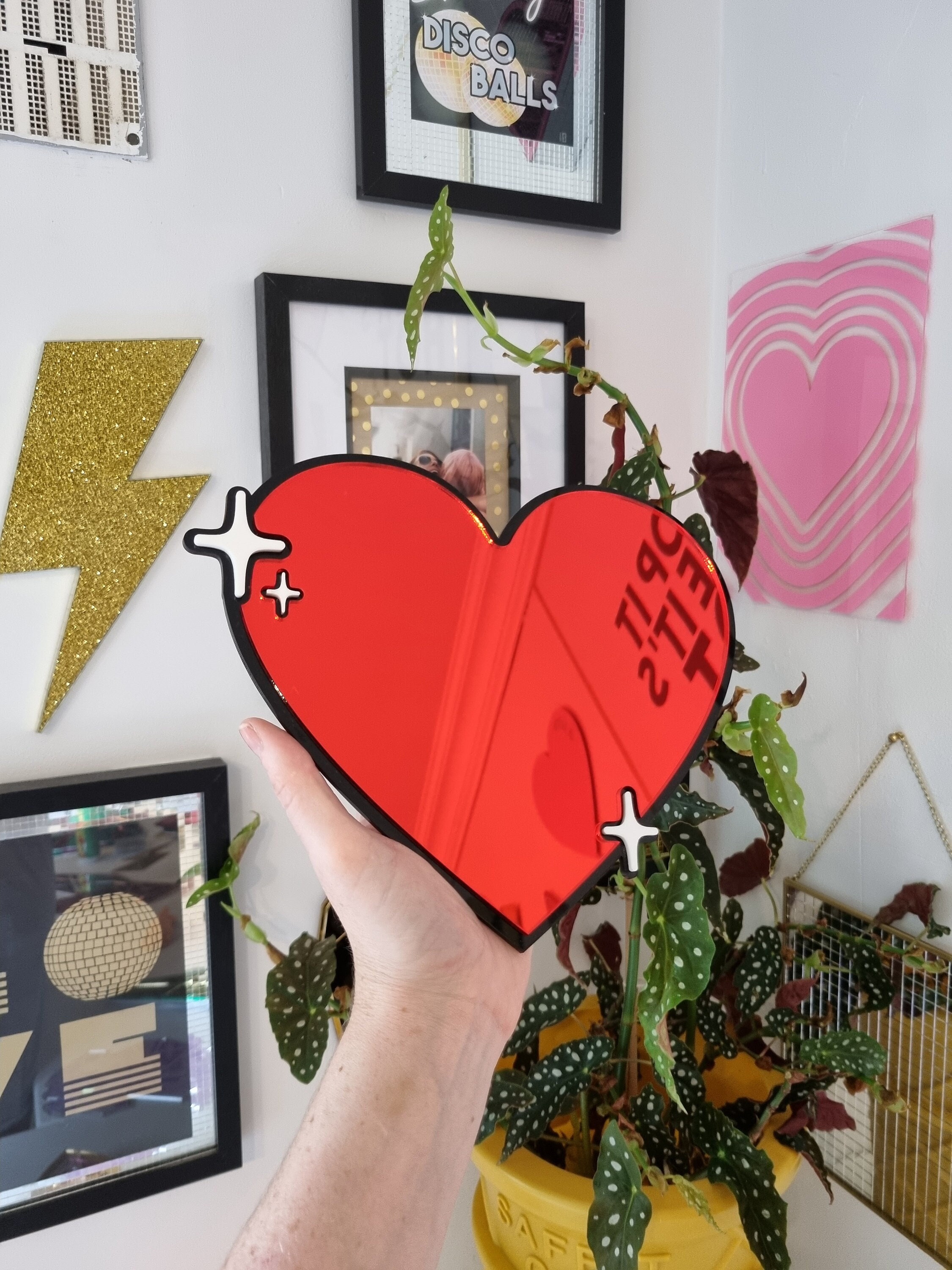 Handmade Pop Art Red Heart Mirror: Eclectic Dopamine Decor - Etsy