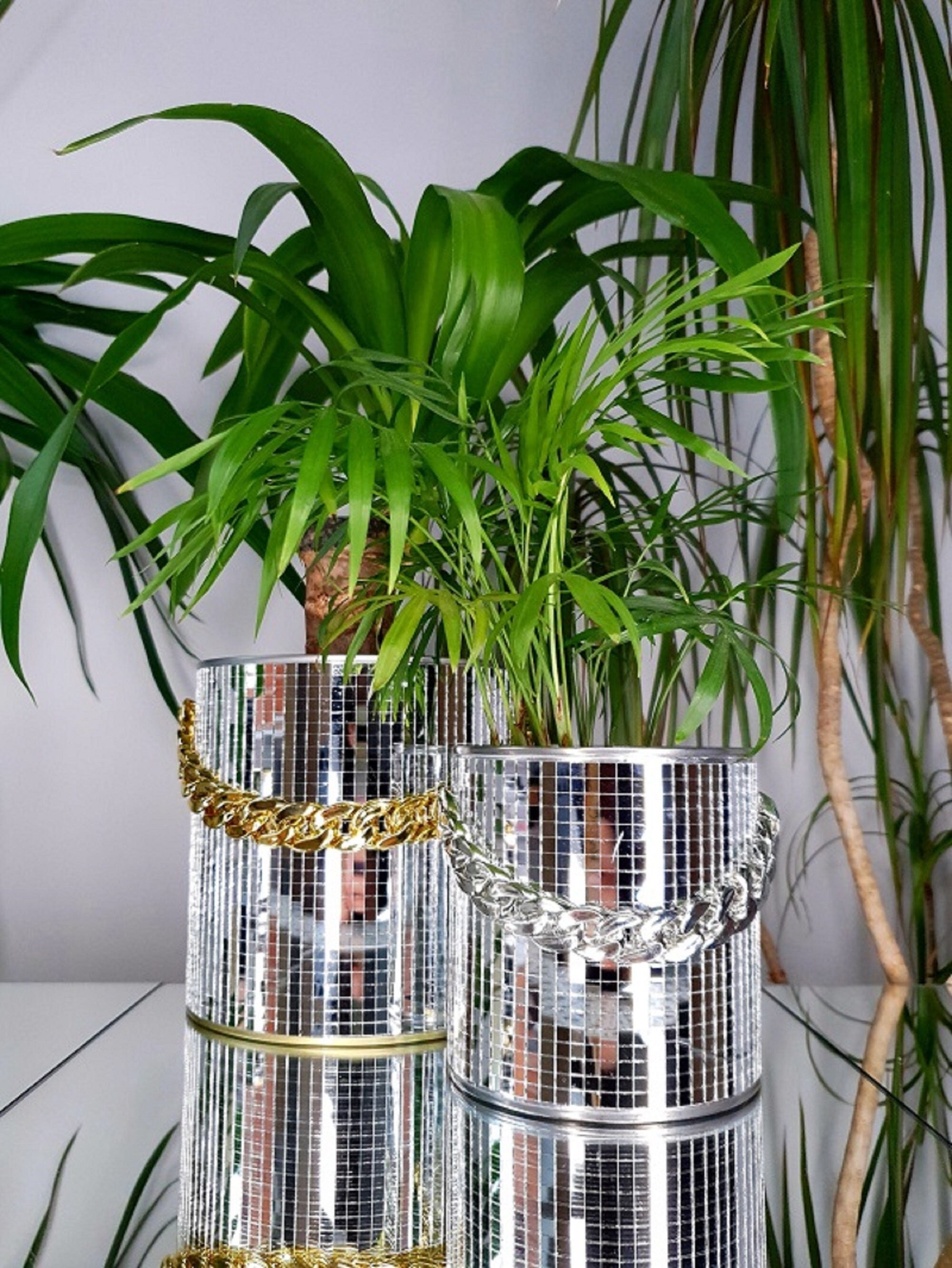 Handmade Disco Mirror Ball Planter Plant Pot Make up Brush Etsy UK