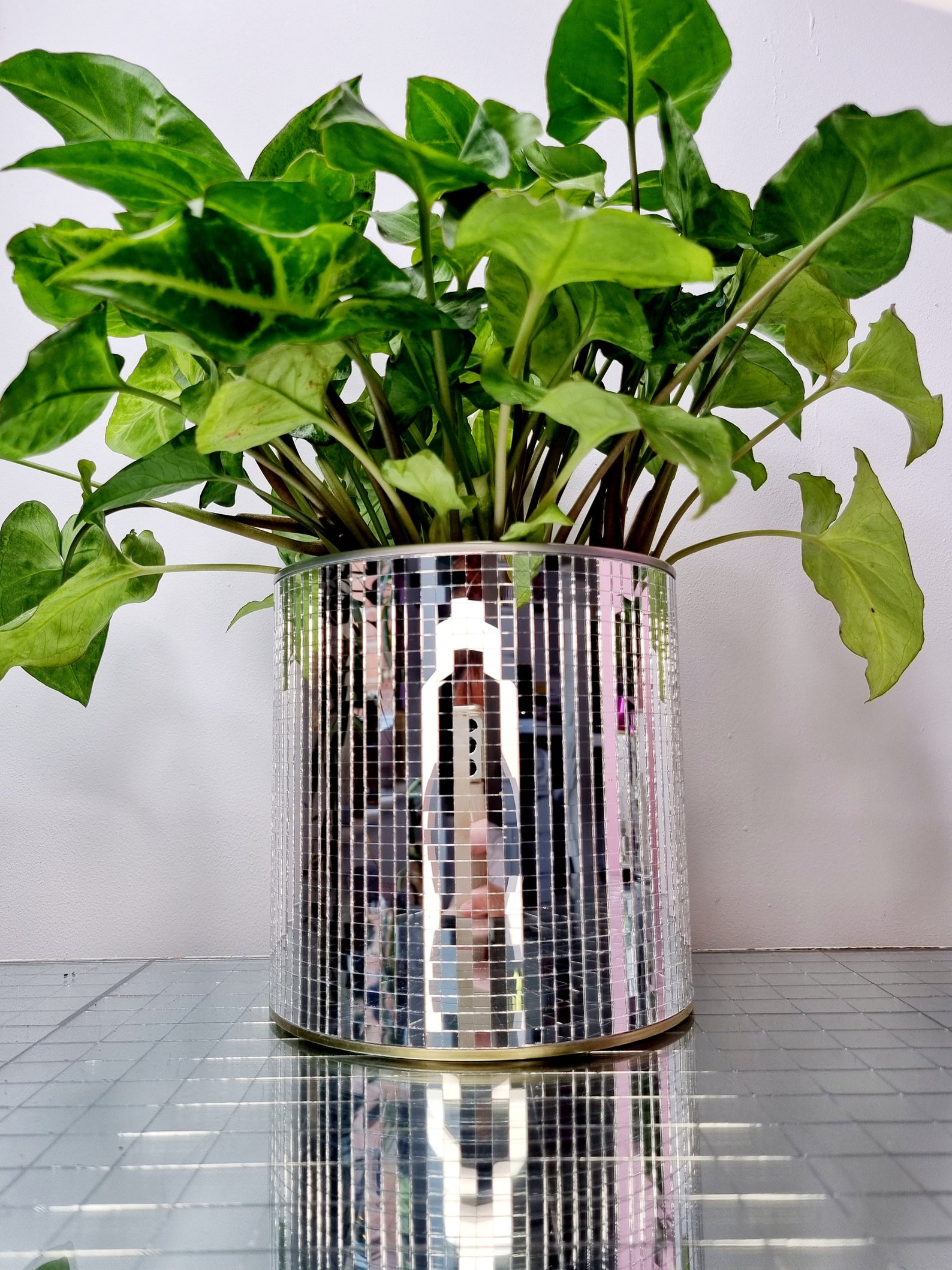 Handmade Disco Mirror Ball Planter Make up Brush Pot Plant Etsy